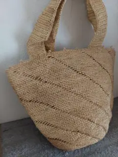 Raffia Tote bagマダガスカル ラフィアクロシェ手編み綺麗なデザイン