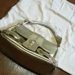 60A 美品 ジミーチュウ ハンドバッグ レザー シャンパンゴールド