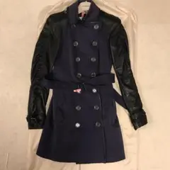 最終値下げ レザー トレンチネイビー バーバリー クリーニング済