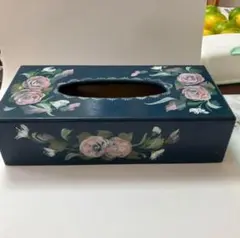 花柄ネイビー ティッシュボックス