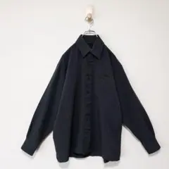 【くすみブラック・人気カラー・一点物】古着・シック・長袖ポリシャツ・1821