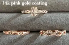 ⭐︎☆ 14kpink gold coating ☆⭐︎ 3点セット リング ダイヤ