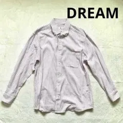 【DREAM】 L メンズ長袖シャツ ピンクストライプ　春秋