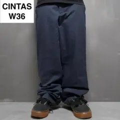 シンタスワークパンツw36l32紺ネイビーメンズ古着オーバーサイズボトムス中古品
