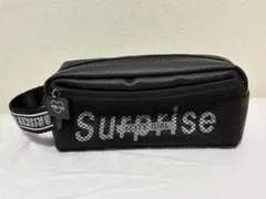 黒い革ポーチ 　メッシュ　Surprise