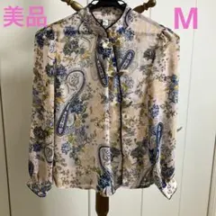 花柄ペイズリー長袖シャツ　チャイナ風　クラシックファッション