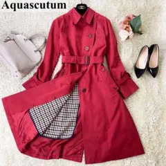 美品❁Aquascutum❁トレンチコート ライナー付 レッド ベルト 7F