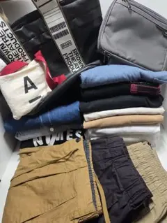 Tシャツ、半シャツ、パンツ、バッグ等 17点セット (L~XL向き)