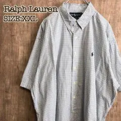 90s ラルフローレン Ralph Lauren 半袖BDシャツ 水色×チェック