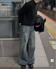 ヴィンテージウォッシュワイドデニムパンツパンツ　nugu