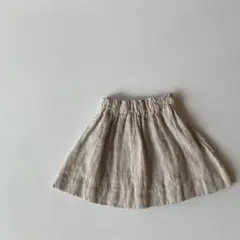 韓国子供服 ギャザースカート ナチュラル アンティーク リネン 90cm