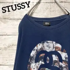 【極希少】ステューシー☆Tシャツ☆SSリンク☆XL☆ネイビー☆デカロゴ