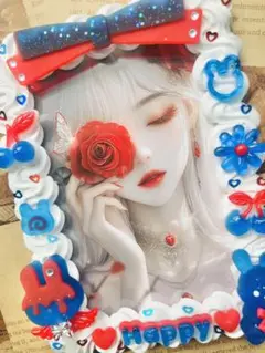 トレカデコ ホイップデコ トレカケース B7 うさぎ 赤×青 Happy