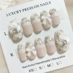 現品୨୧ちゅるんネイルチップ　フレンチガーリーバレエコア　水色　小花柄バレリーナ