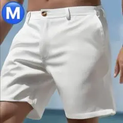 【新品/Mサイズ】ゴルフウェア メンズ ハーフパンツ 短パン ホワイト 白色