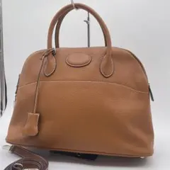 美品✨ ドーム型　ハンドバッグ　シュリンクレザー　ブラウン　2way仕様