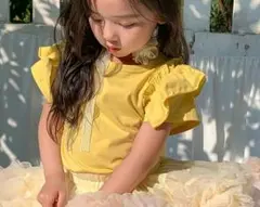 フリル Tシャツ イエロー キッズ 女の子