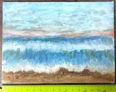 風景画　パステル　海