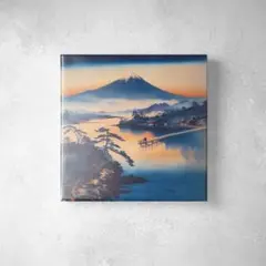富士山と湖畔の幻想風景 アートキャンバス