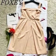 【美品】 FOXEYNEWYORK ノースリーブワンピース オレンジベージュ38