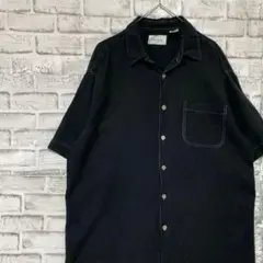 半袖シルクシャツ！アロハ　ブラックXL 30