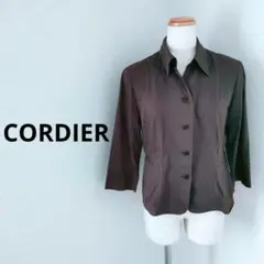 CORDIER コルディア シャツ 7分袖 無地 カジュアル 茶 洗える40