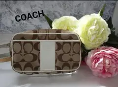 極美品 COACH シグネチャーウエストバッグ