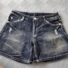 ダメージ加工 ダークブルー ショートパンツ 76