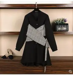 大きいサイズ レディース 秋冬 ワンピース グレンチェック柄