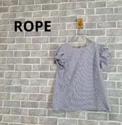 ROPE　ブラウス　ストライプ　後ジップアップ　綿54%