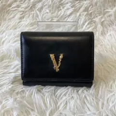 ★美品★ヴェルサーチ★財布 コンパクトウォレット★ゴールド金具 ヴィルトゥス★黒