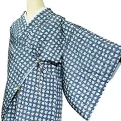 ユ42着物　小紋　袷　正絹　証紙つき　逸品　身丈160cm