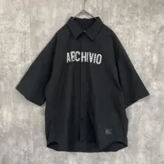 ARCHIVIO アルチビオ 半袖シャツ　ロゴ　ビックシルエット　ブラック　46