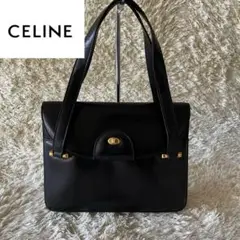 CELINEセリーヌオールドカーフレザー革ハンドバッグ黒ブラックヴィンテージ