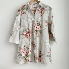 みなとのてんらんかい　花柄シャツ　チュニック　コットン100%