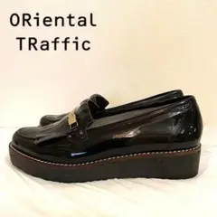 Oriental Traffic ブラック フリンジローファー 37