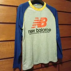 new balance 長袖カットソー グレー/ネイビー/イエロー