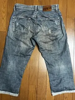 EDWIN ダメージ加工 クロップドデニムパンツ