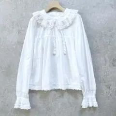 PINKHOUCE ピンクハウス　フリル　ブラウス　白　ピンタック　レース　長袖