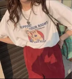 nemne store　ベアプリントᎢシャツ　ホワイト　フリーサイズ