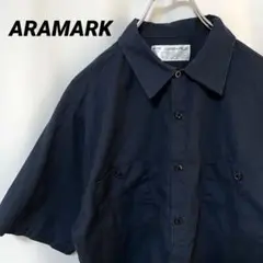 N-3718 ARAMARK アメリカ古着 ワークシャツ 半袖シャツ M