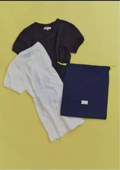 yori ヨリしっとりコンパクトTee ネイビー・ホワイト 半袖Tシャツセット