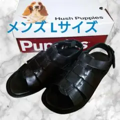 Hush Puppies 本革 メンズ サンダル Ｌ ブラック 黒 靴