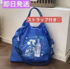 エコバッグ　刺繍エコバッグ　ナイロン　M ストラップ付き　ワインボトル　ボール