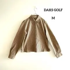 美品 DAKS GOLF 長袖ブラウス M ベージュ チェック柄 トラッド系