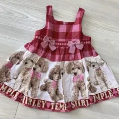 シャーリーテンプル♪プードル柄JSK 80 ピンク 赤 チェック ワンピース
