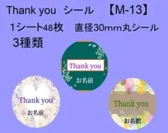 サンキューシール48枚【M-13】メッセージ/ギフト/ほんのきもち/ハンドメイド