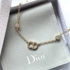 Christian Dior CDロゴ ストーン パール ゴールド ネックレス
