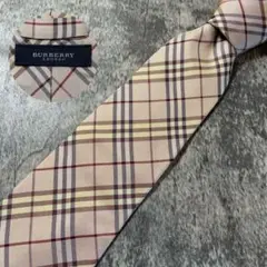 AN055 BURBERRY チェック柄ネクタイ ライトピンク シルク ネクタイ