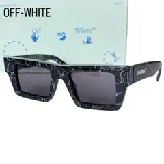 【極美品】OFF-WHITE Nassau マーブル ロゴ スクエア サングラス